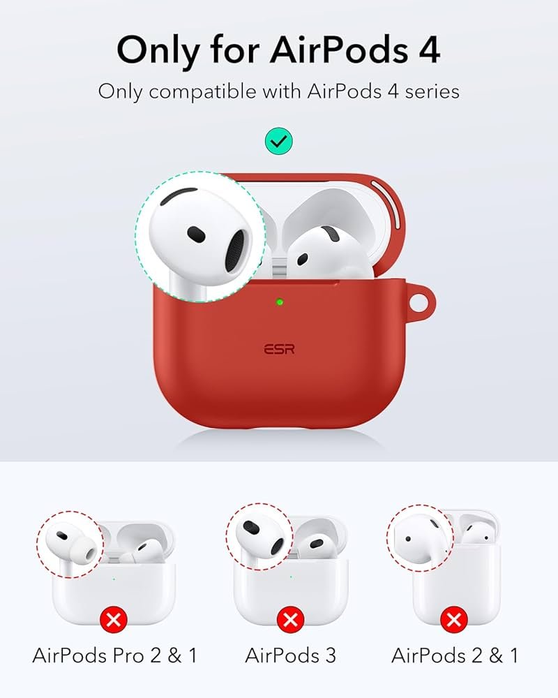 AirPods 4 Case (2024) Red | Magnetic Lid Lock | Cloud Soft Silicone Protective Cover | Full Drop Protection & Slim Fit for AirPods 4th Gen (USB-C)