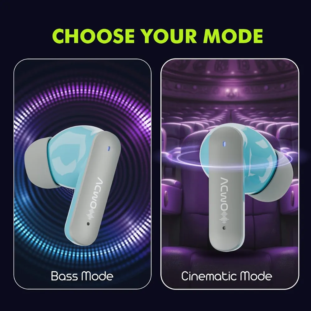 121 Wireless Earbuds Ash Grey | 55Hrs Playtime, Quad Mics with ENC, Gaming Mode, 3 EQ Modes, Supreme Bass, Bluetooth v5.4 In-Ear Earphones