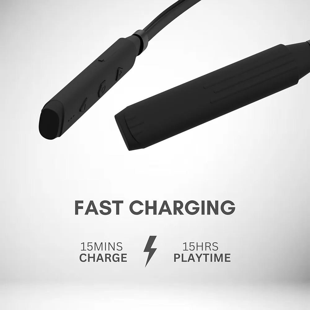 ZETBLACK Bluetooth In-Ear Earphones | Bombastic Bass 12.4mm Drivers | 15 Min Charge = 10H Music | 35H Battery | Fast Charging | IPX4 Dust & Water Resistant | Low Latency | Magnetic Buds | BT v5.3 | Black