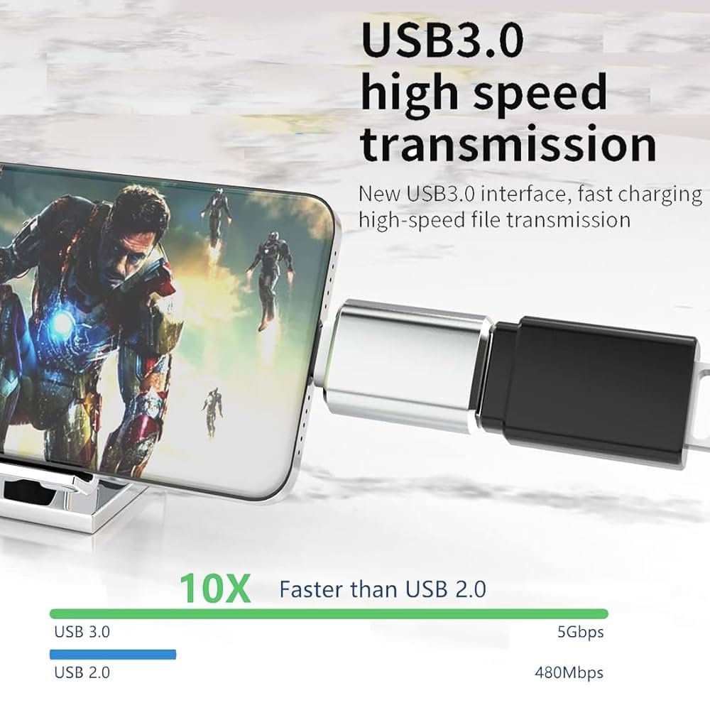 OTG Adapter 3 Pack – USB-A, USB-C & Lightning Converter for MacBook, iPad, Android & iOS Devices (Black)