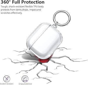 AirPods 4 Case (2024) Clear TPU Cover with Keychain | Soft Silicone Shockproof Protective Case for AirPods 4th Gen (USB-C) | Transparent Anti-Scratch Skin
