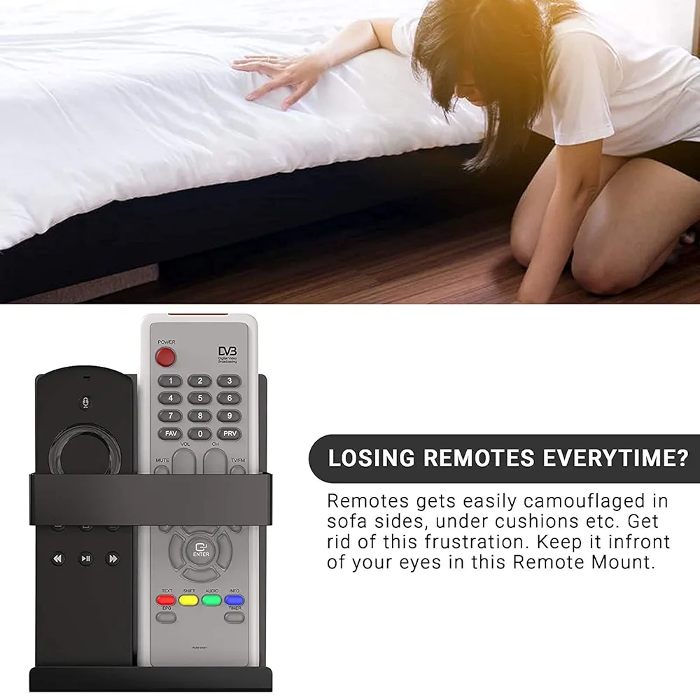 Wall Mount Mobile & Remote Holder – Alloy Steel, Black (Universal Charging Dock & Organizer)