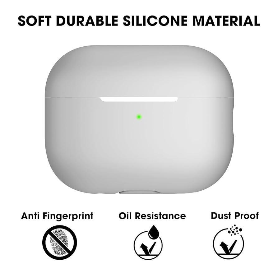 Silicone Protective Case for AirPods Pro 2 with Antilost Lanyard & Carabiner – Shockproof Full Protection Cover (Light Grey)