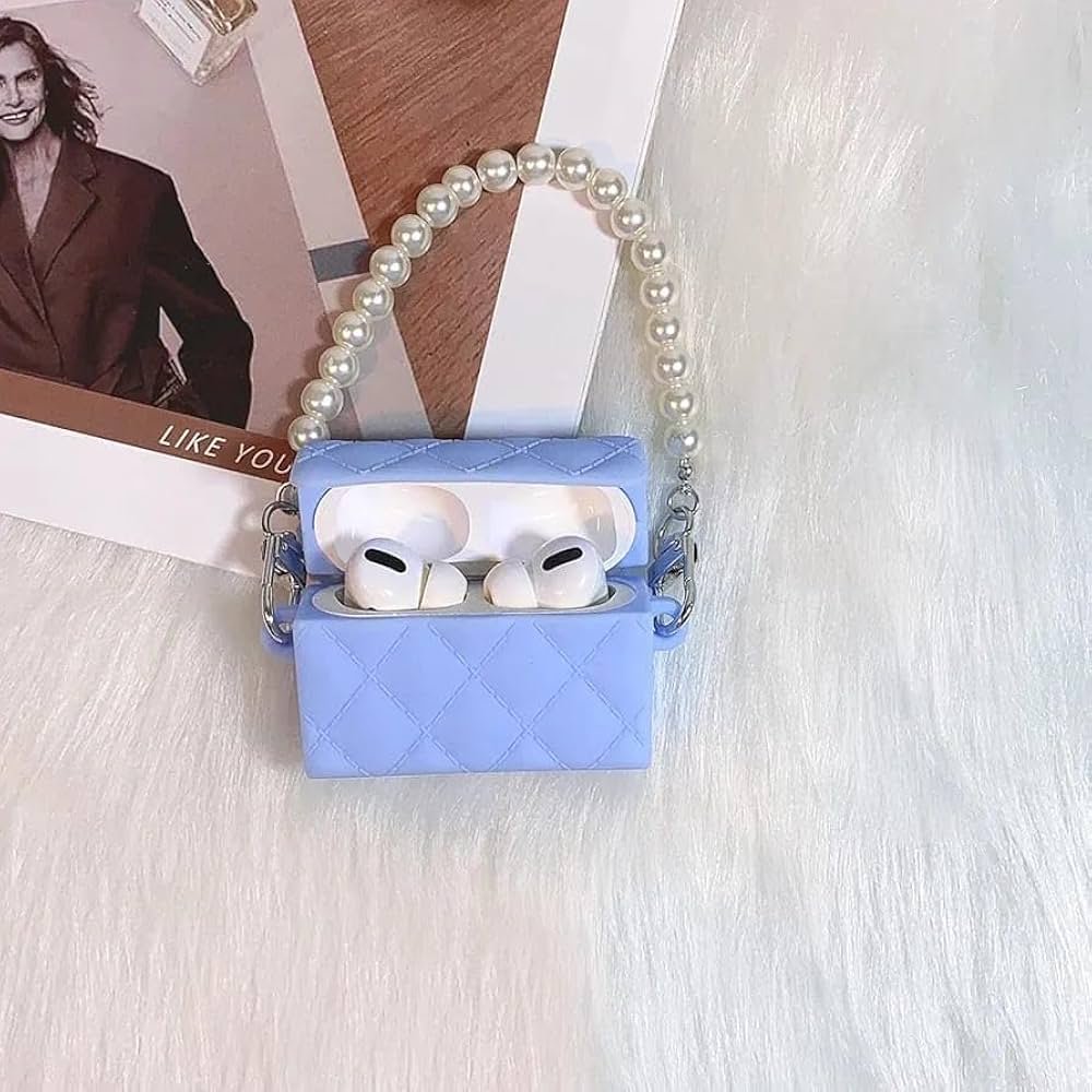 Cute Soft Silicone Pouch Case for AirPods Pro Gen-2 (2022) – 3D Cartoon Animal Character Cover with Keychain, Shockproof & Dustproof Protective Case (Bag Case Sky Blue)