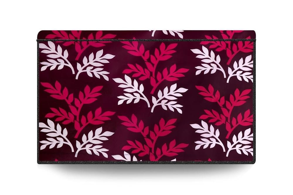 Wine Leaf 24 Inch LED TV Cover – Waterproof & Dustproof PVC Protector with Zipper