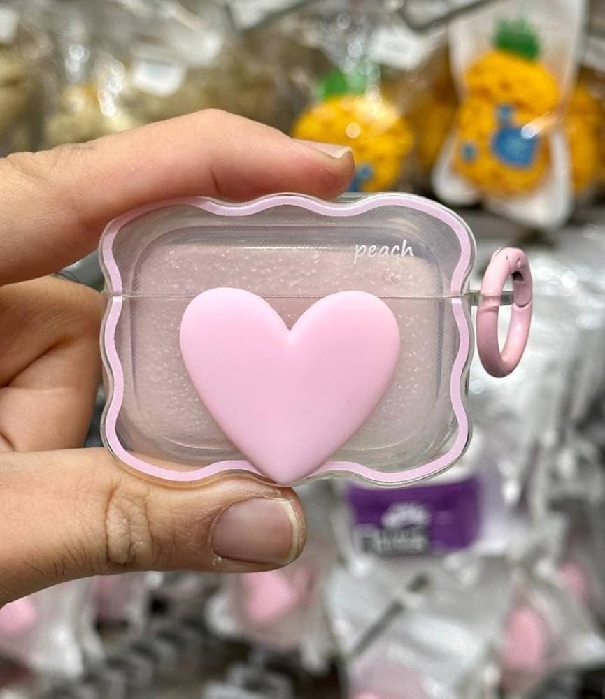 AirPods 4 Case (2024) Heart Pink | Soft Silicone TPU Cover with Keychain | Full Protective Cute Case for AirPods 4th Gen (USB-C)