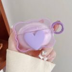 AirPods 4 Case (2024) Heart Purple | Soft Silicone TPU Cover with Keychain | Full Protective Cute Case for AirPods 4th Gen (USB-C)