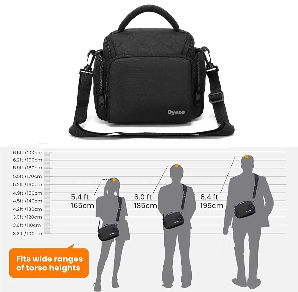 Water Resistant Camera Bag/Case with Shoulder Strap & Accessory Pockets – Compatible with DSLR Cameras (Black & Silver)