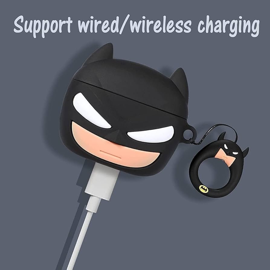 AirPods 4 Case (2024) Batman Design | Soft Silicone TPU Cover with Keychain | Cute Full Protective Case for AirPods 4th Gen (USB-C)