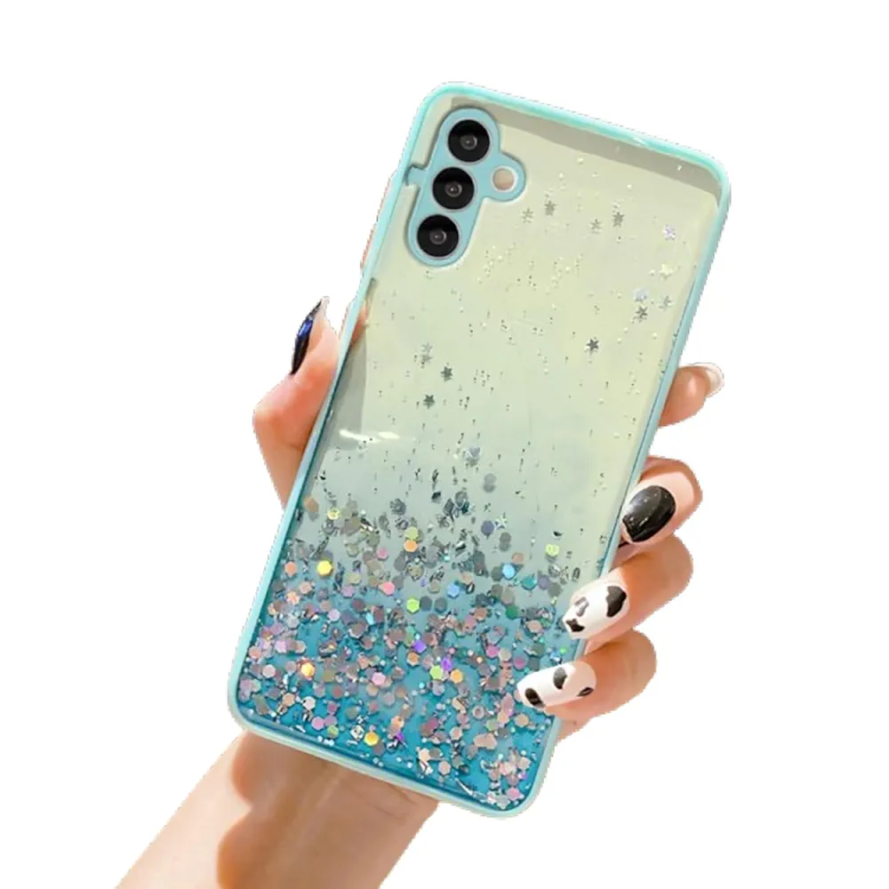 Compatible Samsung Galaxy A14 5G | Non-Moving Glitter TPU Shockproof Case for Girls & Women – Mint Green