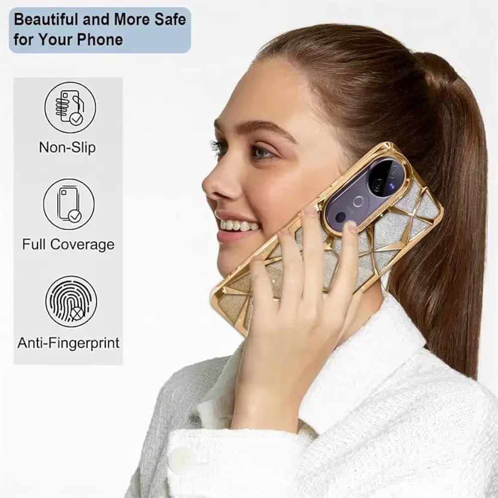 Glitter Geometric Case for Oppo A3 / A3x 5G – Gold