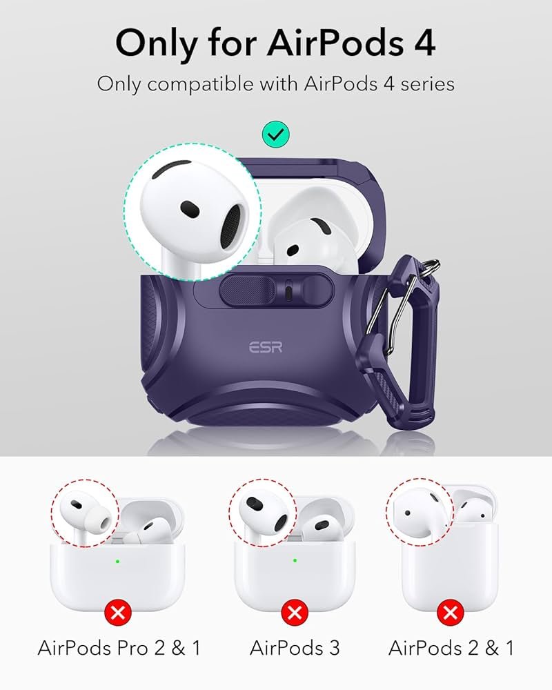 AirPods 4 Case (2024) Purple | MagSafe Compatible | Drop-Proof Lock | Cyber Series Soft TPU Protective Cover with Easy Open Design for AirPods 4th Gen (USB-C)