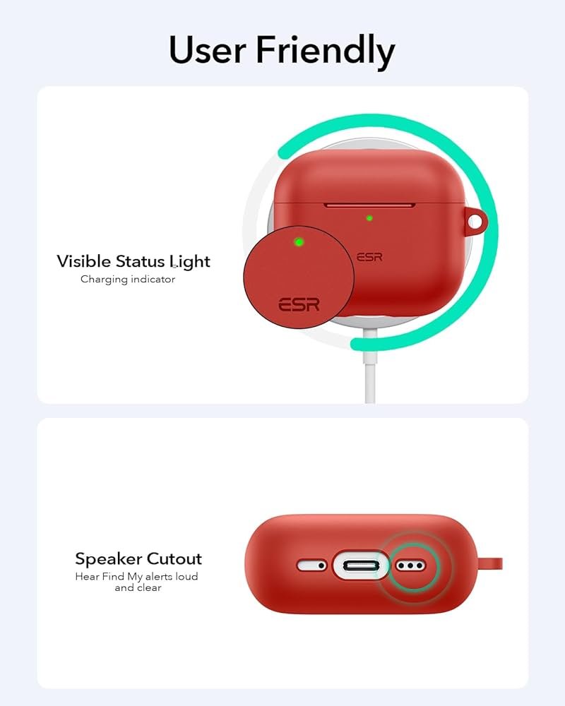 AirPods 4 Case (2024) Red | Magnetic Lid Lock | Cloud Soft Silicone Protective Cover | Full Drop Protection & Slim Fit for AirPods 4th Gen (USB-C)