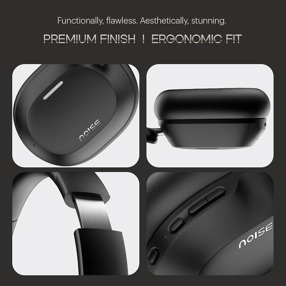 Wireless Over-Ear Headphones with Adaptive Hybrid ANC (up to 50dB) & 80H Playtime – Carbon Black