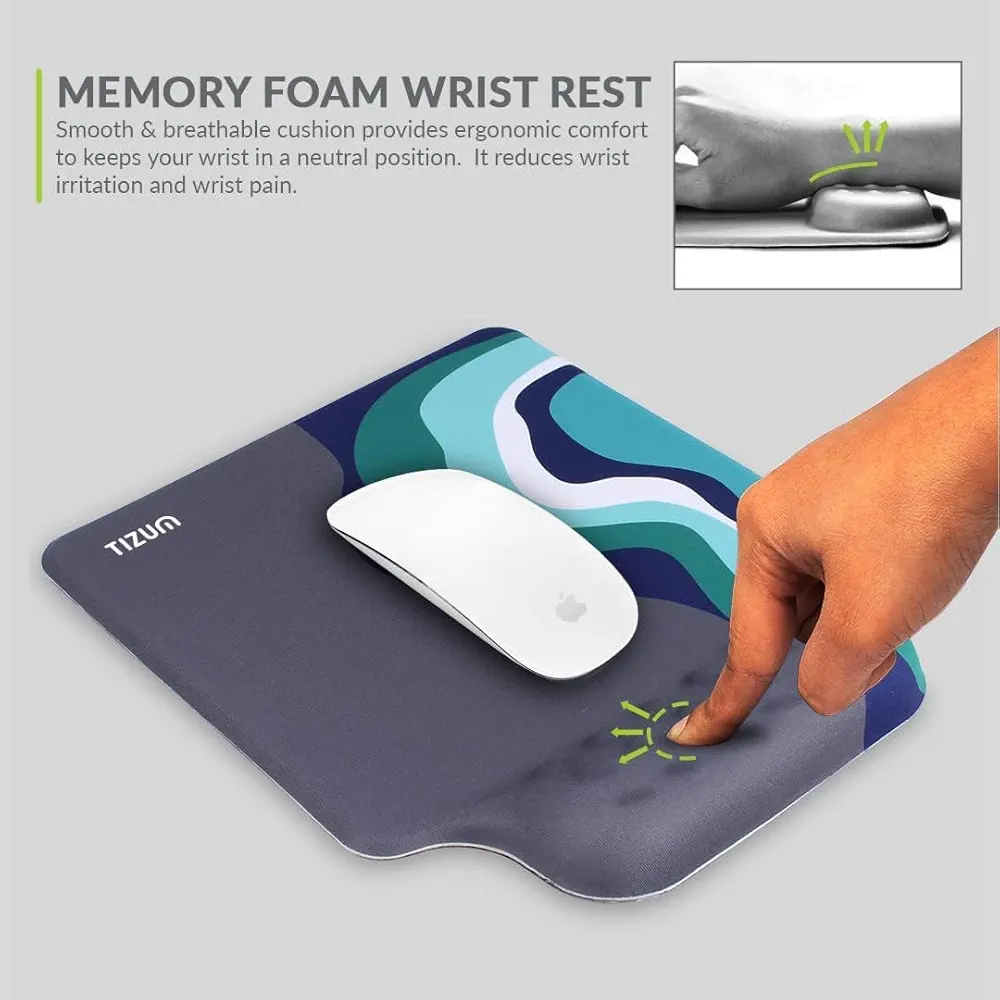 Emerald Memory Foam Mouse Pad with Wrist Support – Ergonomic Office Mat