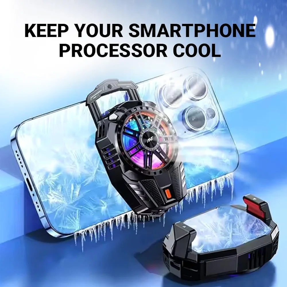 Phone Cooler for Gaming – Universal 3-Speed Cooling Fan with RGB LED Temperature Display, Ultra-Quiet, Compatible with iPhone & Android (Black)