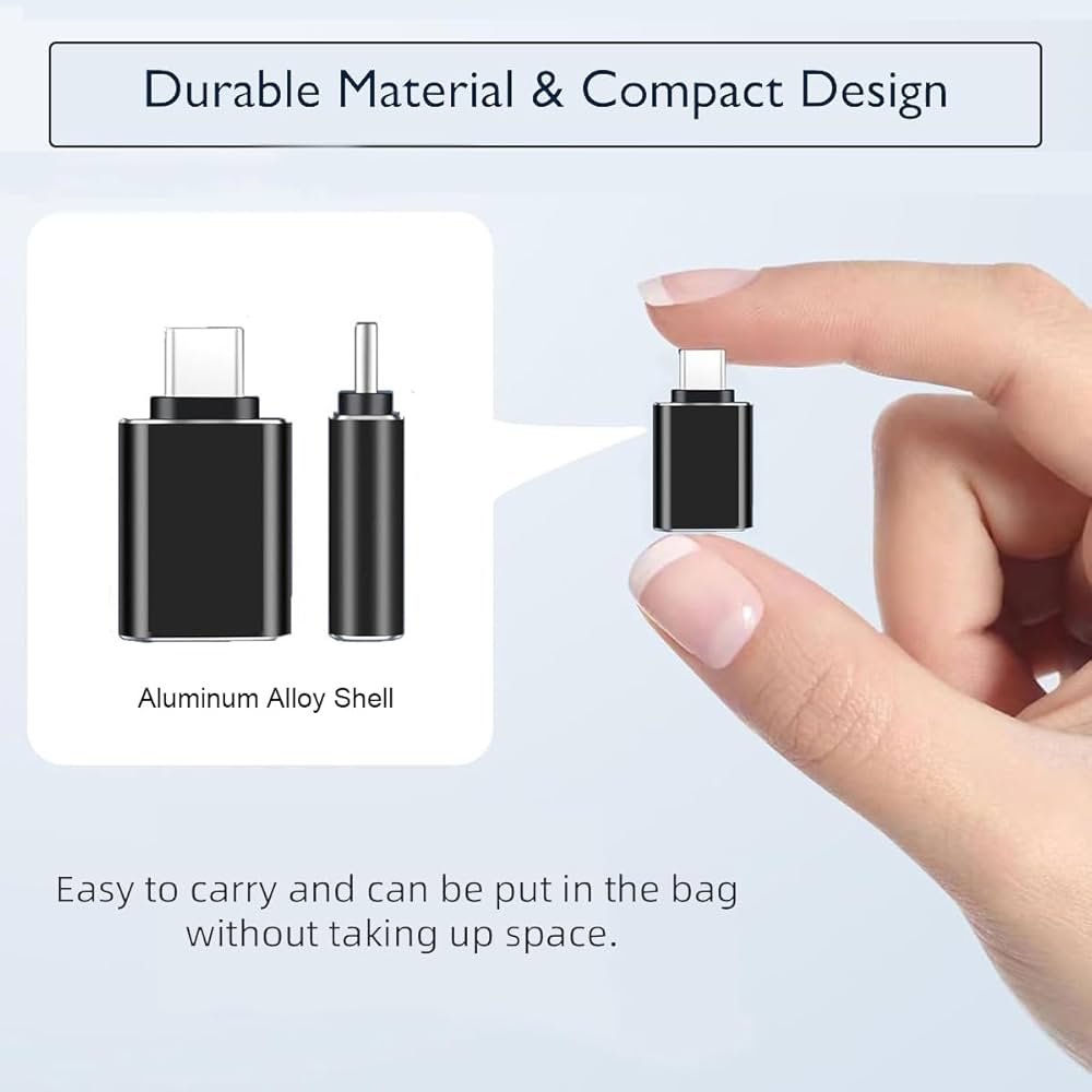 OTG Adapter 3 Pack – USB-A, USB-C & Lightning Converter for MacBook, iPad, Android & iOS Devices (Black)