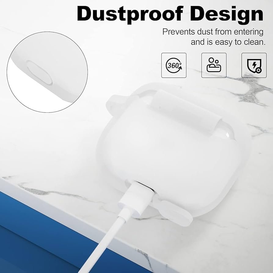 AirPods 4 Gen Case Cover with Keychain (White) | Soft Silicone TPU Protective Case | Shockproof Full Body Skin Cover Compatible with AirPods 4th Generation (2024)