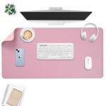 Purple and Pink Faux Leather Desk Mat 90x45cm – Reversible Large Mouse Pad