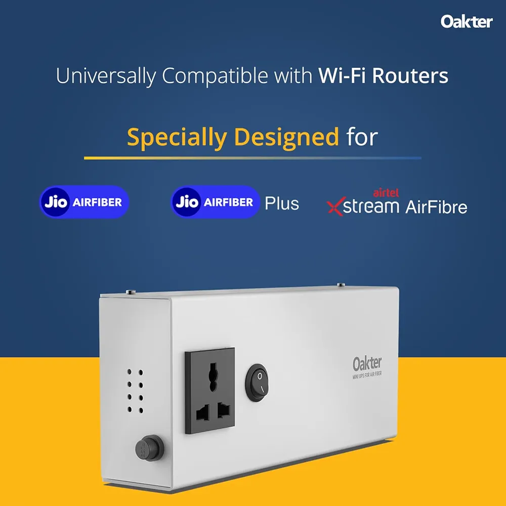 Mini UPS for Jio AirFiber & AirFiber Plus Routers – 6×2000mAh, 4-Hour Backup, White