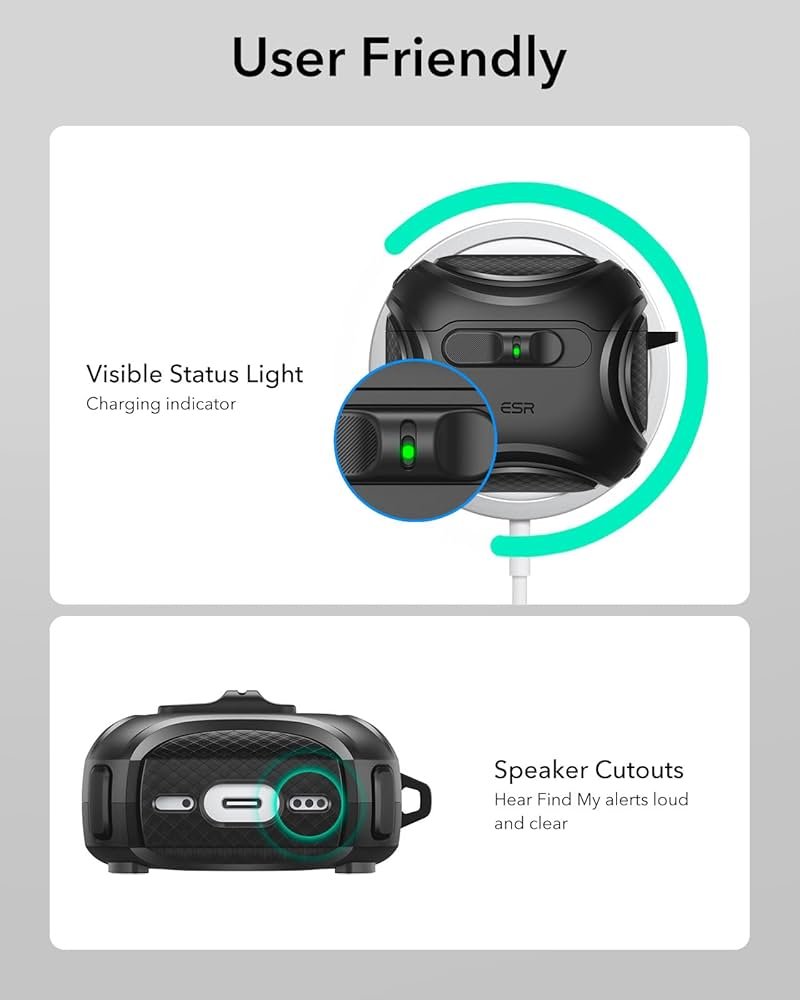 AirPods 4 Case (2024) Black | MagSafe Compatible | Drop-Proof Lock | Cyber Series TPU Protective Cover for AirPods 4th Gen (USB-C) with Easy Open Design