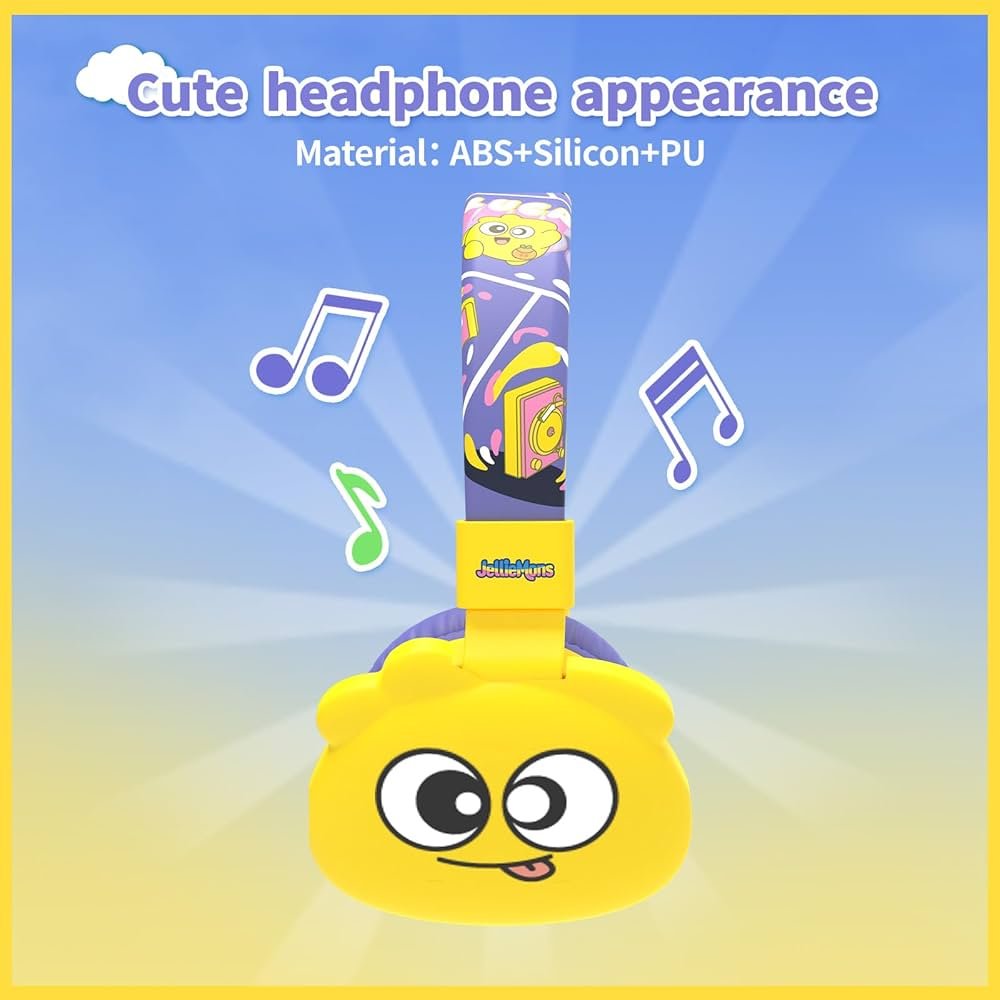 Booma Echo Over-Ear Wireless Headphones – Bluetooth 5.4, Hi-Res Audio, 55H Playtime, USB-C Fast Charging, Kid-Safe Modes (Yellow)