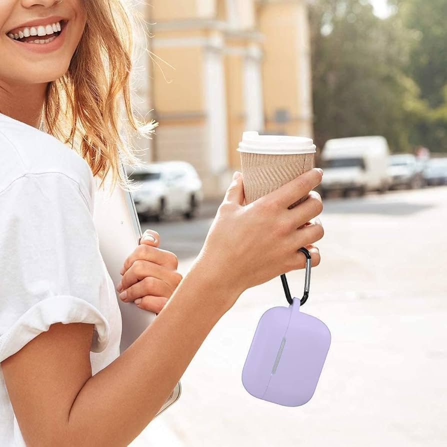 AirPods 4 Gen Case Cover with Keychain (Purple) | Cute Soft Silicone TPU Protective Case | Shockproof Full Body Cover Compatible with AirPods 4th Generation (2024)