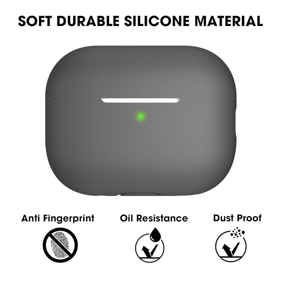 Silicone Protective Case for AirPods Pro 2 with Antilost Lanyard & Carabiner – Shockproof Full Protection Cover (Grey)