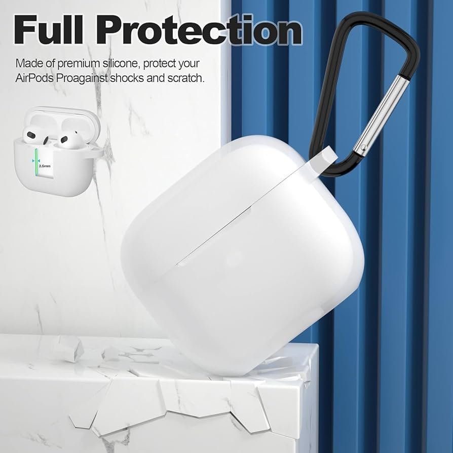 AirPods 4 Gen Case Cover with Keychain (White) | Soft Silicone TPU Protective Case | Shockproof Full Body Skin Cover Compatible with AirPods 4th Generation (2024)