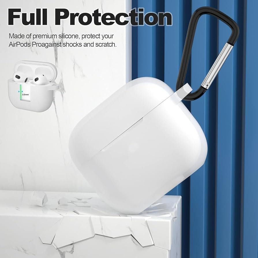 AirPods 4 Gen Case Cover with Keychain (White) | Soft Silicone TPU Protective Case | Shockproof Full Body Skin Cover Compatible with AirPods 4th Generation (2024)