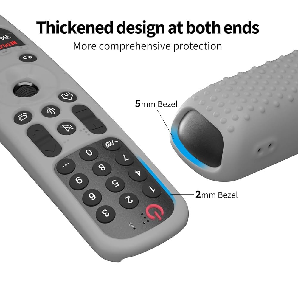 Silicone TV Remote Cover for LG Magic Remote AN-MR21GA/MR22GA/MR23GA – B-Grey