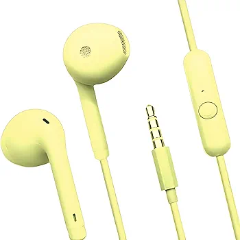 iBlast Wired In-Ear Earphones with Mic – 14mm Dynamic Drivers, Deep Bass, 3.5mm Jack, Lightweight & Stylish Design (Light Yellow)