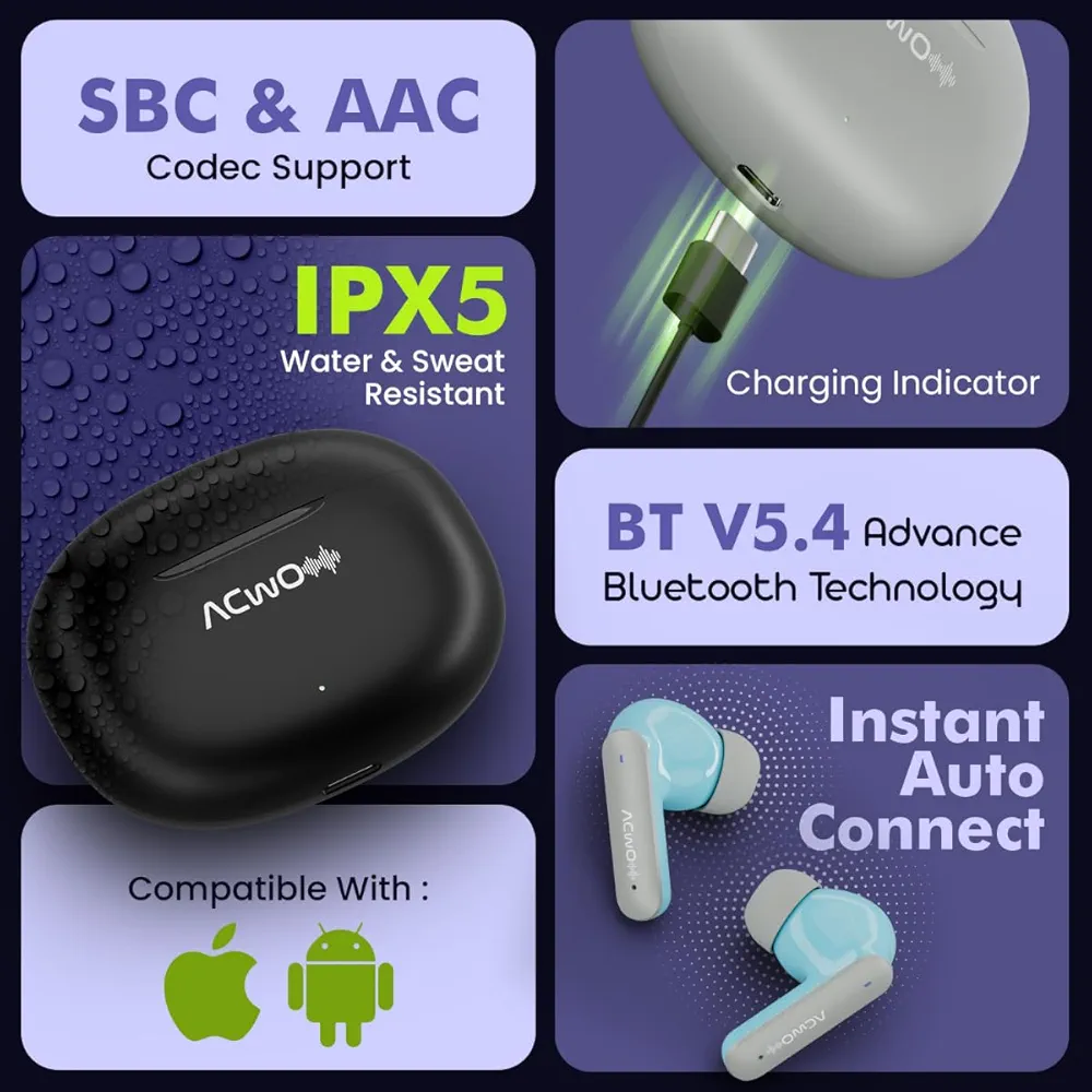 121 Wireless Earbuds Ash Grey | 55Hrs Playtime, Quad Mics with ENC, Gaming Mode, 3 EQ Modes, Supreme Bass, Bluetooth v5.4 In-Ear Earphones