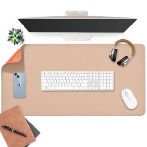 Apricot and Orange Leather Desk Mat 90x45cm – Reversible Large Mouse Pad