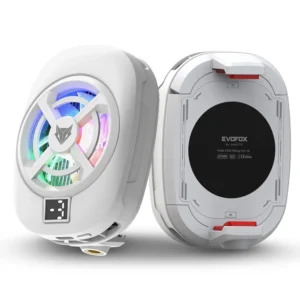 Hailstone S Mobile Phone Cooler – 15W 3-Level Cooling, 5000 RPM 7-Blade Fan, Clamp Mount, RGB, Semiconductor Tech, Type-C Powered, Display, Compatible with Android & iPhone (White)