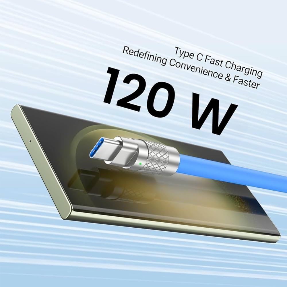 3 in 1 Fast Charging Cable, Transferring Data, 3.1 Ft, Braided Cable120W