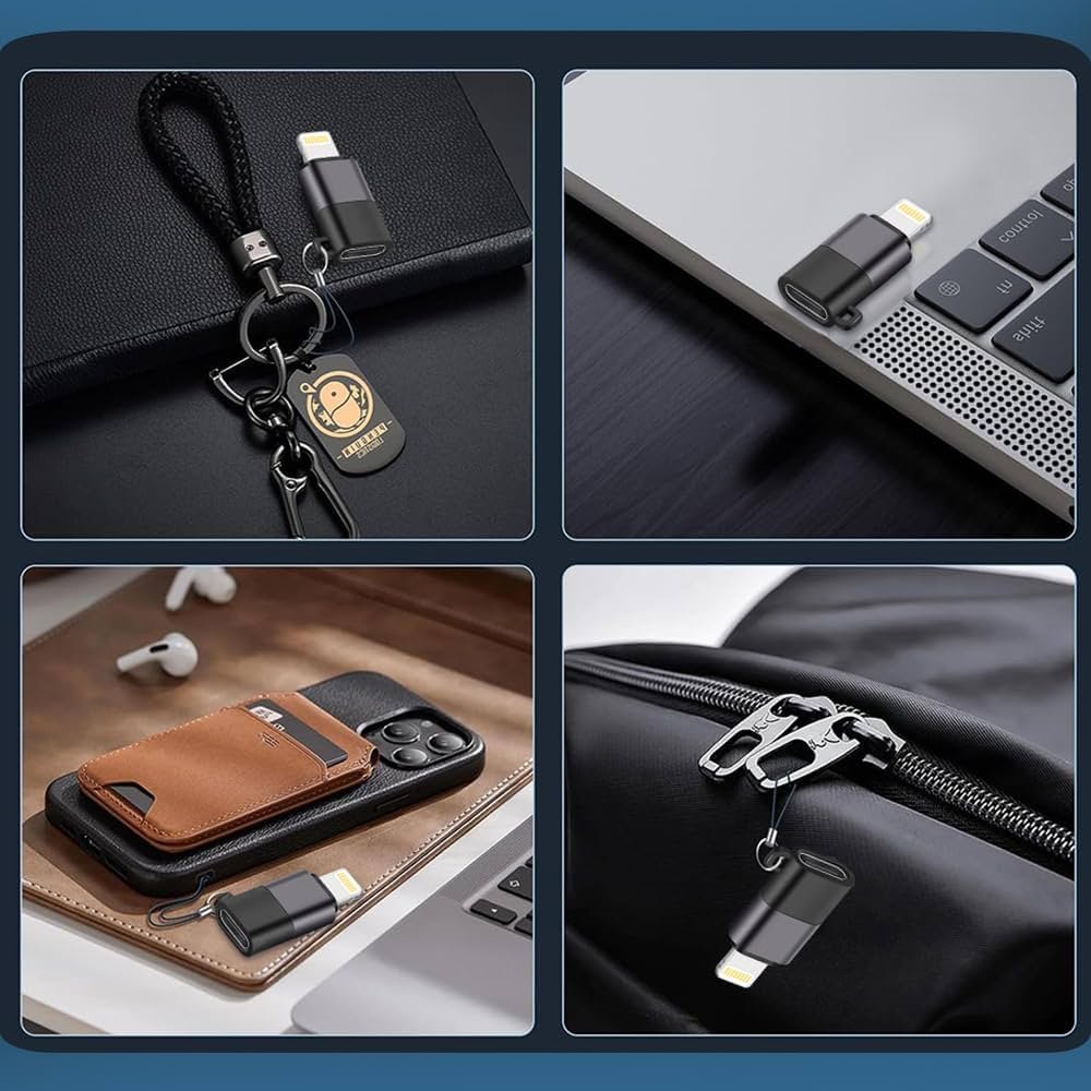 Type-C Female to Lightning Male OTG Adapter | High-Speed Data Transfer for iPhone & iPad – Black