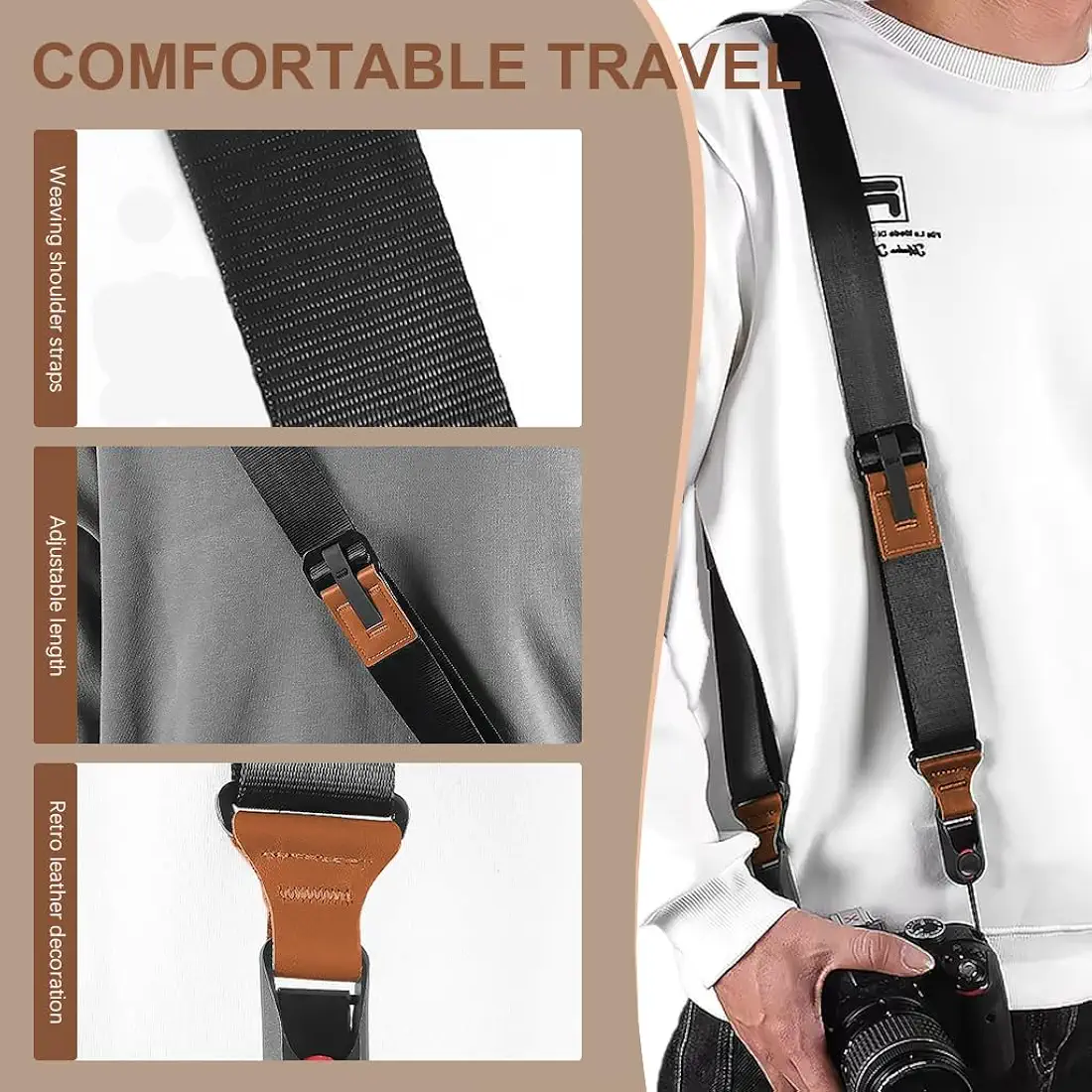 Camera Strap for Mirrorless & DSLR Cameras – Comfortable & Adjustable Neck & Shoulder Sling Strap with Quick Release – Fashion Nylon Webbing Design