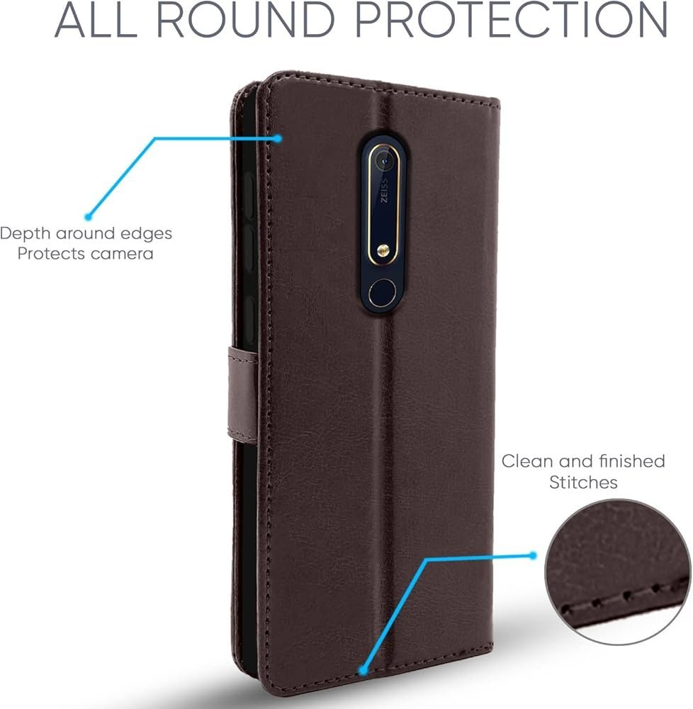 Nokia 6.1 Plus - 6.1+ Flip Case Leather Finish