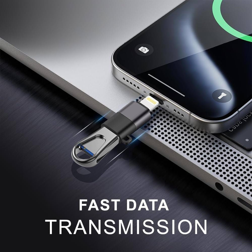 Type-C Female to Lightning Male OTG Adapter | High-Speed Data Transfer for iPhone & iPad – Black