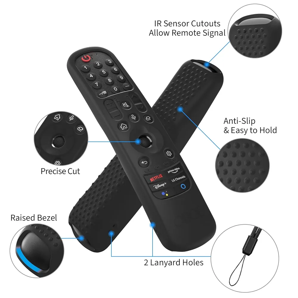 Silicone TV Remote Cover for LG Magic Remote AN-MR21GA/MR22GA/MR23GA – B-Black