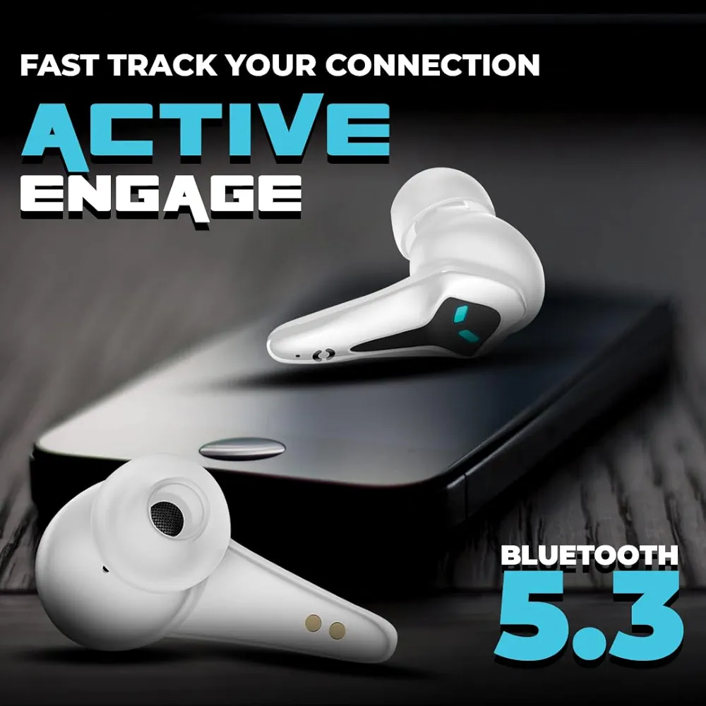 Gaming Earbuds XO3 with 35ms Low Latency, 13mm Drivers, ENC, 50H Playtime & Bluetooth v5.3 (White, True Wireless)