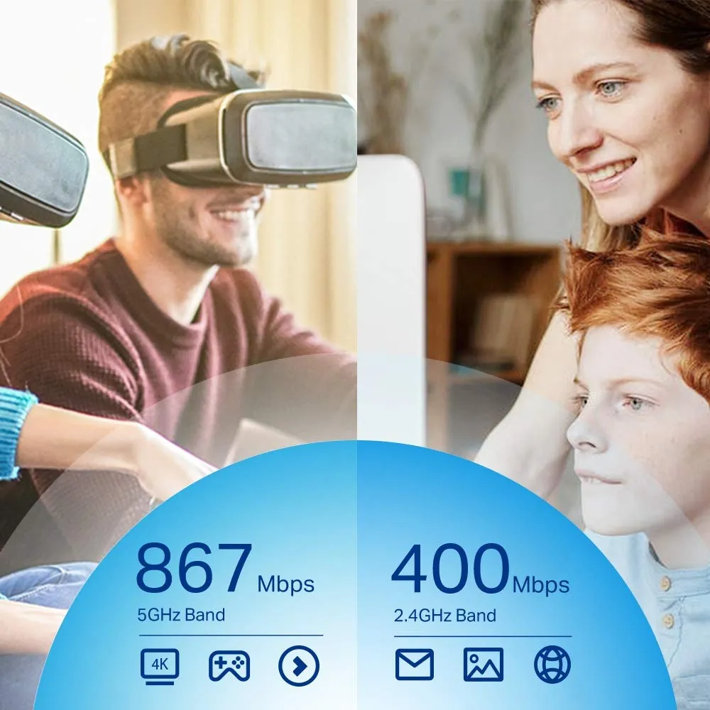 USB WiFi Adapter for PC (Archer T4U Plus) | AC1300Mbps Dual Band | 2.4GHz/5GHz High-Gain 5dBi Antennas | Fast & Stable Wireless Network for Desktop | Windows & Mac Compatible