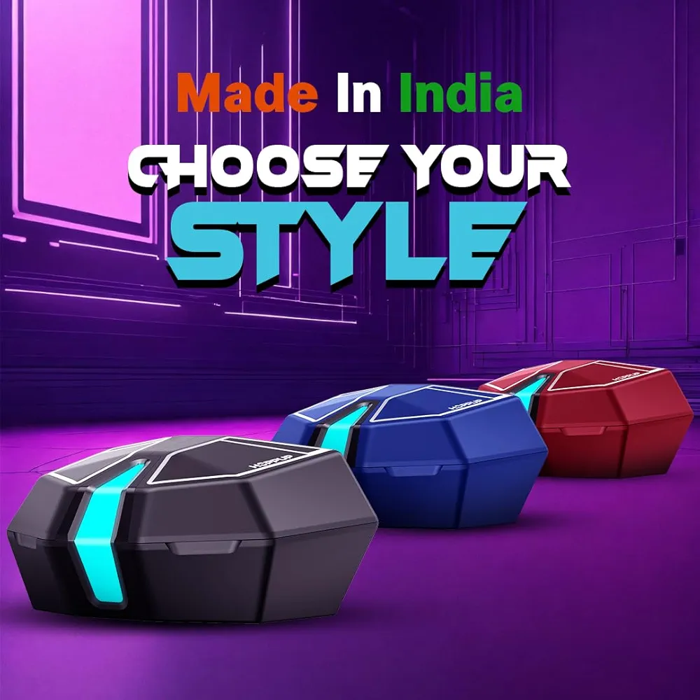 Gaming Earbuds XO6 with 35ms Low Latency, RGB LED Lights, 13mm Drivers, 50H Playtime & Bluetooth v5.3 (Blue, True Wireless)