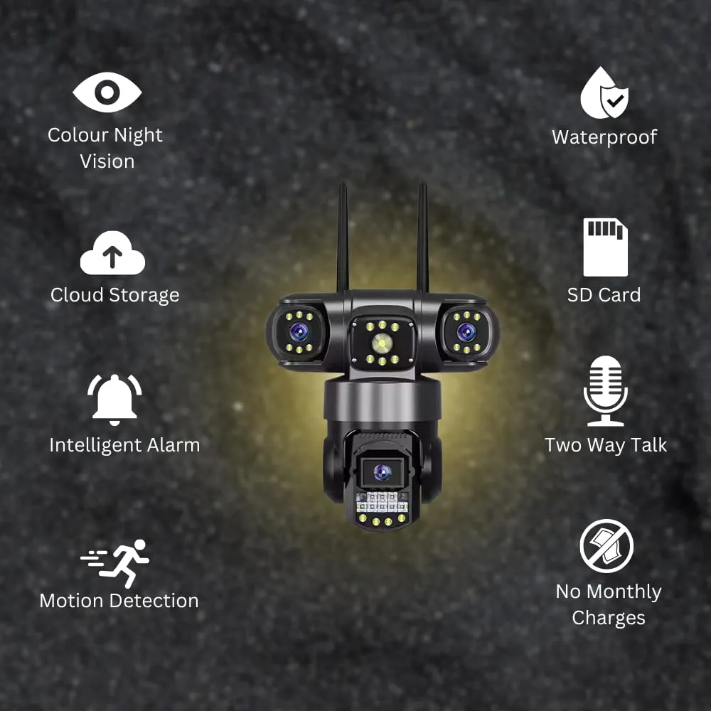 Smarthome Trion 4G Triple Lens Outdoor Security Camera – 5MP Ultra HD, 360° View, Color Night Vision