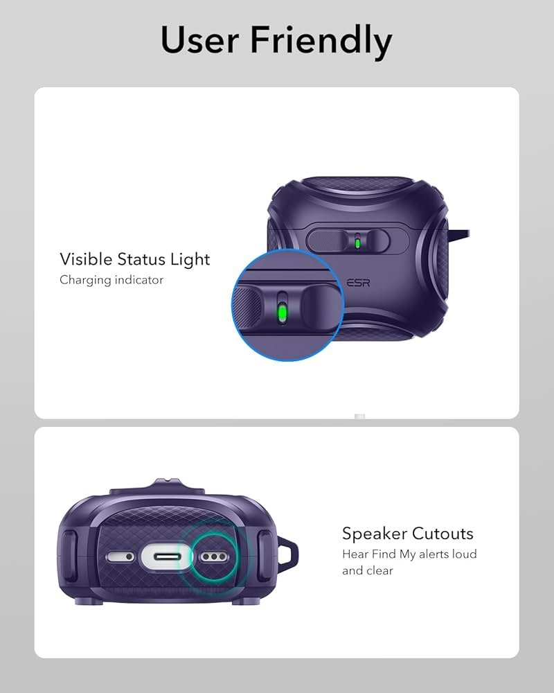 AirPods 4 Case (2024) Purple | MagSafe Compatible | Drop-Proof Lock | Cyber Series Soft TPU Protective Cover with Easy Open Design for AirPods 4th Gen (USB-C)