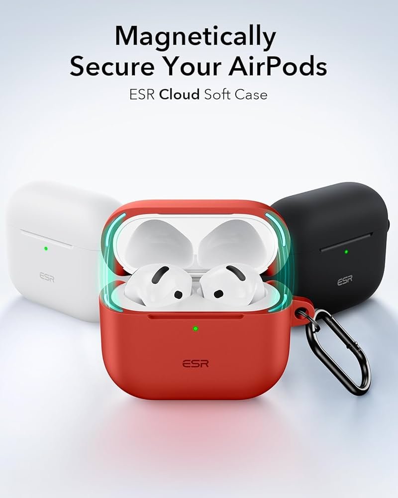 AirPods 4 Case (2024) Red | Magnetic Lid Lock | Cloud Soft Silicone Protective Cover | Full Drop Protection & Slim Fit for AirPods 4th Gen (USB-C)