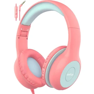 Kids Cat Ear Bluetooth Headphones with LED Lights – Foldable Over-Ear, HD Sound & Mic (Pink & Blue)