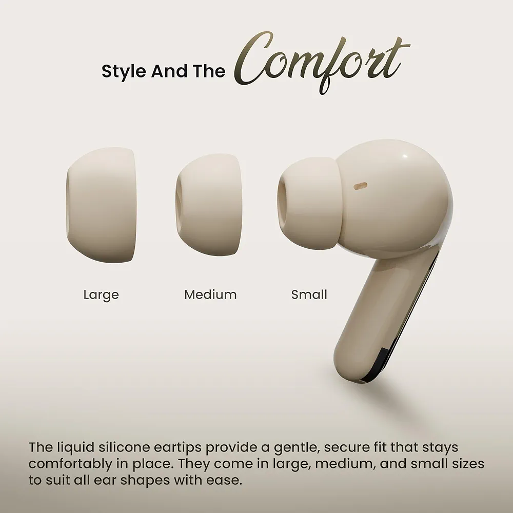 747 TWS Earbuds | Dual Device Connectivity | ANC 32dB | 4 AI-ENC Mics | 65H Playtime | Bass & Theatre Modes | 3D Spatial Audio | Bluetooth 5.4 | Ergonomic Design (Coffee Cream)