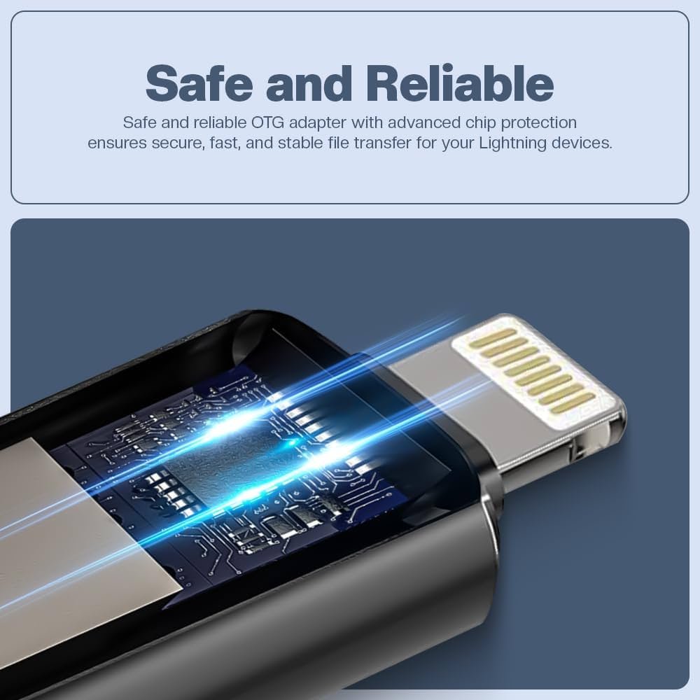 Lightning Male to USB 3.0 A Female OTG Adapter – High-Speed Data Transfer for iPhone, iPad & More